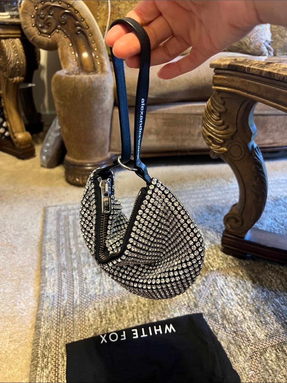 Alexander Wang Black Crystal-Embellished Wristlet